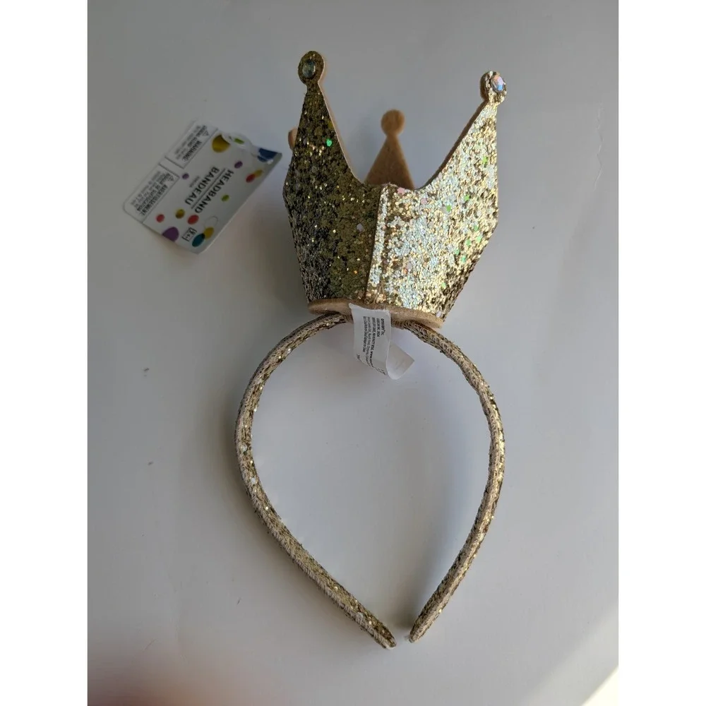 Gold Glitter Crown Headband Party Princess Birthday‎ Tiara Costume Accessory